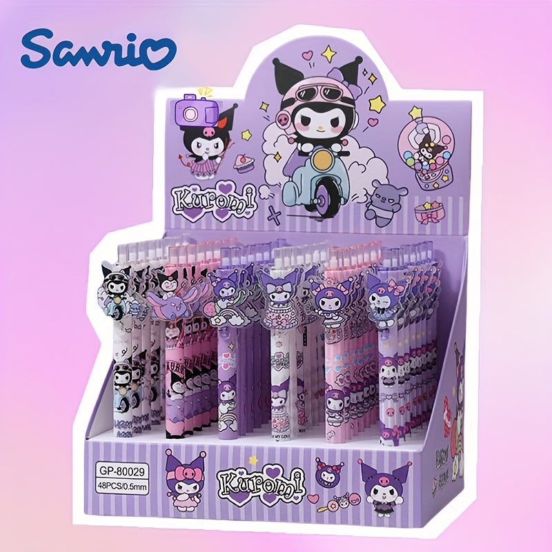 A Set of 48 Sanrio for kuromi Cartoon Push-Pull Pens, Featuring Various Styles for Everyday Learning And Note-Taking. These Pens Have a Charming Design, a Slim Tip, And a Telescopic Mechanism., The Ideal Gift Choice for Home Supplies And Presents. Ideal