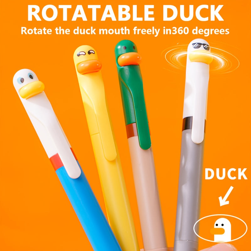 8pcs Set Creative Parrot Duckling Fun Click Pen 0.5mm Smooth Tip Quick Dry Cute Office School Supplies Fidget Writing Pens, Desk Stationery, Study Essentials, Whimsical Pens, Playful Stationery, Lightweight Pen, Ergonomic Grip, Click Mechanism, Fidget