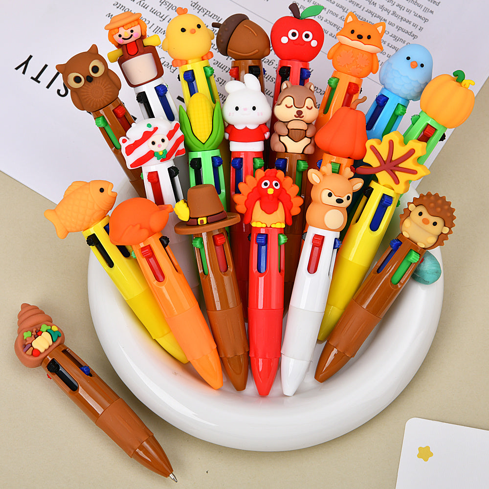 A Set of 15 Mini Four-Color Autumn Pens, Colorful Ballpoint Pens for Thanksgiving, Retractable Colored Gel Pens, Suitable for Holiday Party Favors, Office Supplies, And Classroom Exchange Gifts, Perfect Stationery Gift for Thanksgiving.