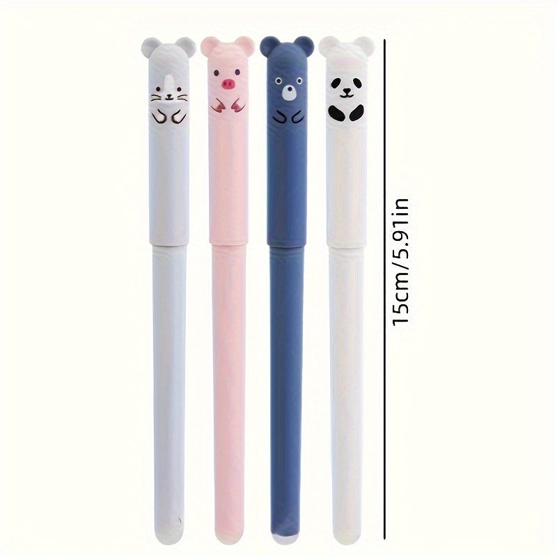 16pcs/Creative 0.5mm Little Bear Animals Erasable Gel Pens, Washable Handle Magic Refills Rod, Make Mistakes Disappear, for Office Writing Stationery Supplies
