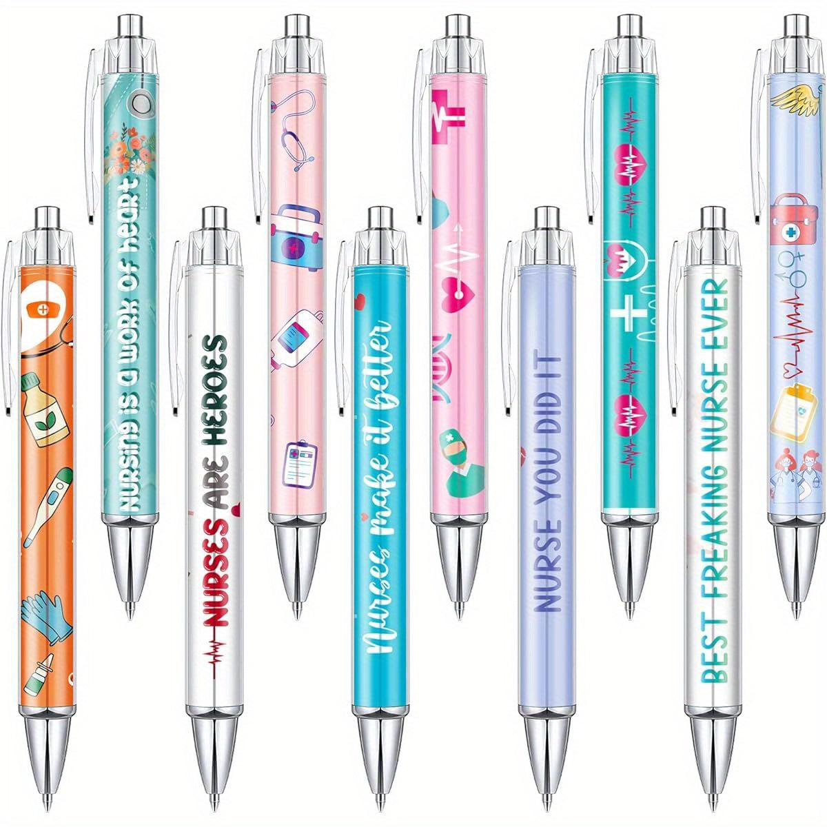 Nurse Ballpoint Pens Lovely Cartoon Cute Retractable Nursing Funny Ink for Medical Assistants Students Workers Office Appreciation Gifts ( 10pcs), Funny Pens for Coworkers, Mini Ballpoint Pen, Pen Gift Set, Luxury Pens for Men, Coloured Pens, Work